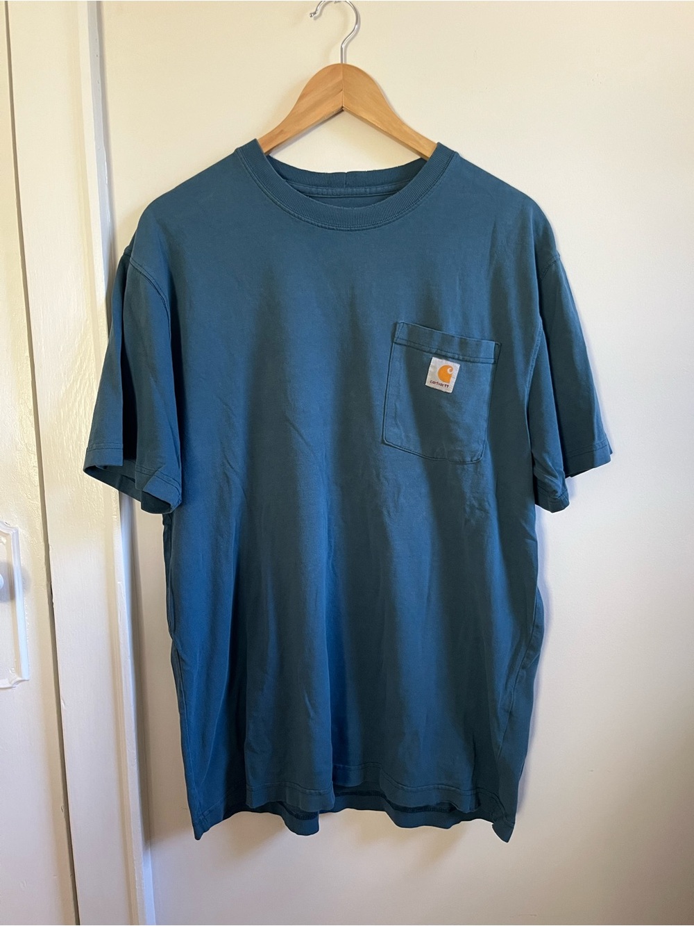 Carhartt Men’s Blue Heavyweight Cotton Chest Pocket T-Shirt M